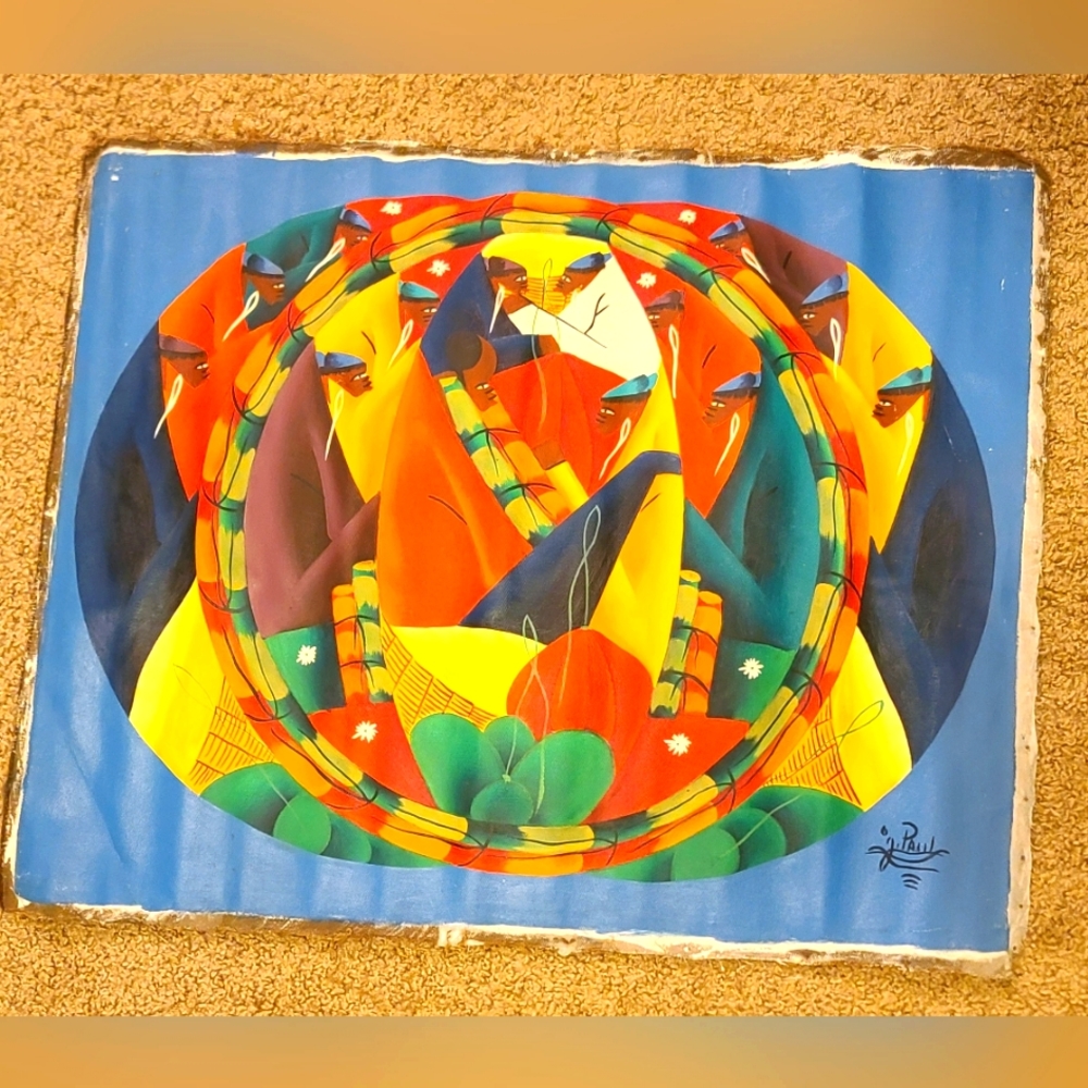 Hatian Folk Art Painting By G. Paul. " Pascual De Jesus "